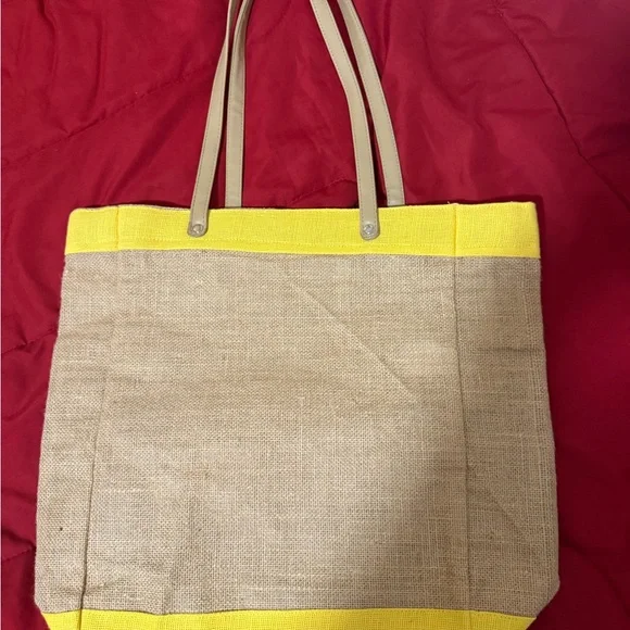 Stylish Tan and Yellow Tote Bag - Picture 3 of 4